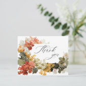 Fall in Love Autumn Calligraphy Bridal Shower Bedankkaart (Staand voorkant)