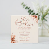 Fall In Love Autumn Floral QR Code Wedding Kaart (Staand voorkant)