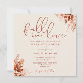 Fall In Love Autumn Floral QR Code Wedding Kaart (Voorkant)