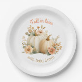 Fall in Love Baby Shower Papieren Borden Pompoenen Bordje (Voorkant)
