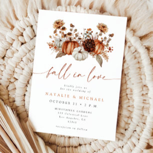 Fall in Love Bloemenkoraal Pompoen Trouwfeest Kaart
