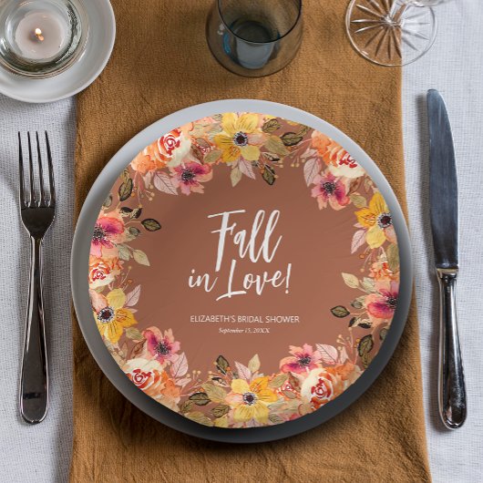Fall in Love Bloemige Trouwfeest Terracotta Papieren Kommen