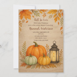 Fall in Love Blue Pumpkin Baby Shower Kaart