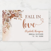 Fall in Love Bohemian Fall Bridal Shower  Sparkling Wijnetiket (Enkel label)