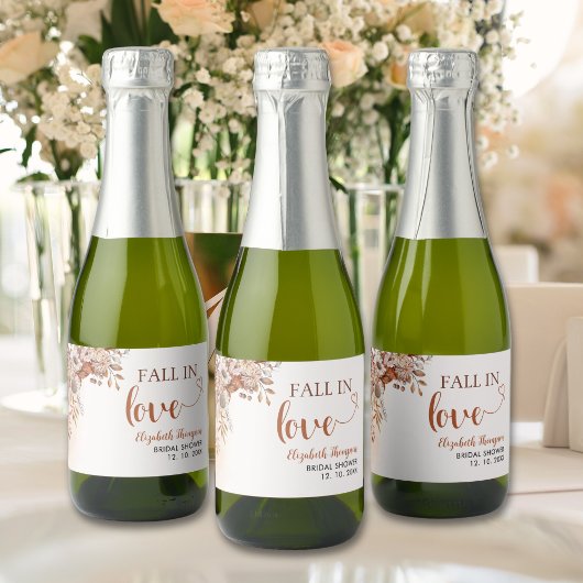 Fall in Love Bohemian Fall Bridal Shower  Sparkling Wijnetiket