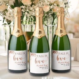 Fall in Love Bohemian Fall Bridal Shower  Sparkling Wijnetiket