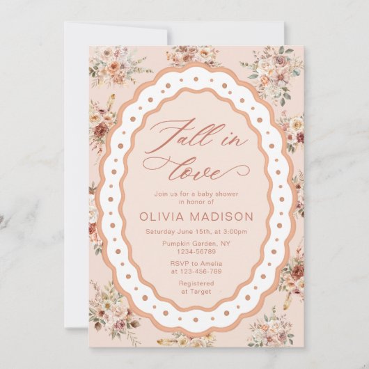 Fall in Love Boho Fall Floral Baby Shower Kaart (Voorkant)