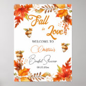 Fall in Love Boho Floral Bridal Shower Welcome Poster (Voorkant)