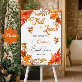 Fall in Love Boho Floral Bridal Shower Welcome Poster