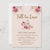 Fall In Love Boho Pink Pumpkin Autumn Baby Shower Kaart (Voorkant)