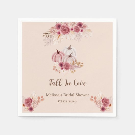 Fall In Love Boho Pink Pumpkin Bridal Shower Servet (Voorkant)