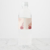 Fall In Love Boho Pink Pumpkin Bridal Shower Waterfles Etiket (Achterkant)