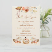 Fall In Love Boho Terracotta Autumn Bridal Shower Kaart (Staand voorkant)