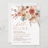Fall In Love Boho Terracotta Flowers Bridal Shower Kaart (Voorkant)