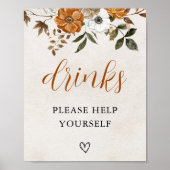 Fall in Love | Bridal Shower Drinks Bar Sign Poster (Voorkant)