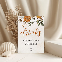 Fall in Love | Bridal Shower Drinks Bar Sign Poster