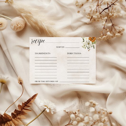 Fall in Love | Bridal Shower Recipe Card Feestdagenkaart