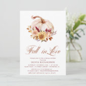 Fall in Love Bridal Shower Rust Flowers Pumpkin Kaart (Staand voorkant)