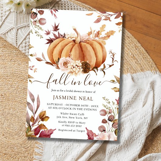 Fall in Love Bruidsdouche | Pumpkin Rust Bloemen Kaart
