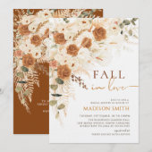 Fall In Love Bruidsdouche Terracotta Boho Bloemen Kaart (Voorkant / Achterkant)