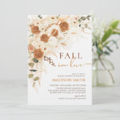 Fall In Love Bruidsdouche Terracotta Boho Bloemen Kaart (Staand voorkant)