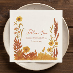 "Fall in Love" Bruidsdouche Waterverf Bloemen Servet