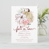 Fall In Love Bruidsfeest Pompoen Bloemen Kaart (Staand voorkant)