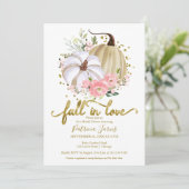 Fall In Love Bruidsfeest Pompoen Bloemen Kaart (Staand voorkant)