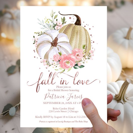 Fall In Love Bruidsfeest Pompoen Bloemen Kaart