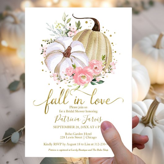 Fall In Love Bruidsfeest Pompoen Bloemen Kaart