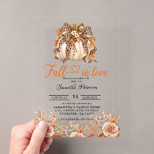 Fall in Love Bruidsuitnodiging boho Bloemen Pompoe Acryl Uitnodigingen