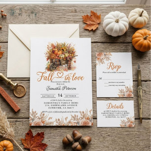 Fall in Love Bruidsuitnodiging boho Bloemen Pompoe Kaart