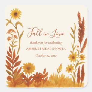 "Fall in Love" Bruiloft Dank Je Favor Vierkante Sticker