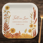 "Fall in Love" Bruiloft Feest Waterverf Bloemen Papieren Bordje