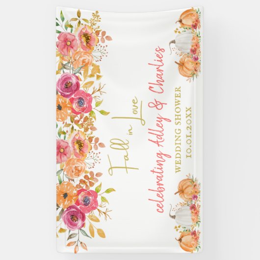 Fall in Love bruiloft of bruiloftsfeest welkomstba Spandoek (Verticaal)