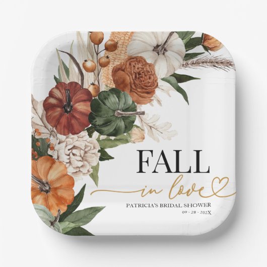 Fall In Love Bruiloftsborrel  Papieren Bordje (Voorkant)