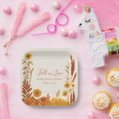 "Fall in Love" Bruiloftswaterverf bloemen Papieren Bordje (Feest)