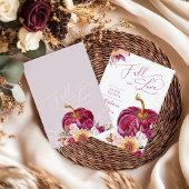 Fall in Love Burgundy Pumpkin Bridal Shower Kaart