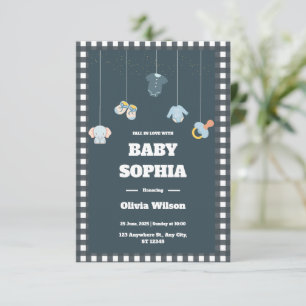 Fall in Love Clothesline Baby Shower Uitnodiging