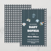 Fall in Love Clothesline Baby Shower Uitnodiging (Voorkant / Achterkant)