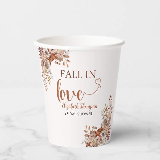Fall in Love Cute Fall Bridal Shower Papieren Bekers (Voorkant)