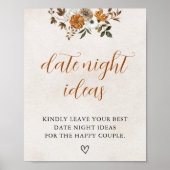 Fall in Love | Date Night Bridal Shower Sign Poster (Voorkant)