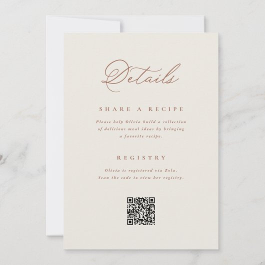"Fall in Love" Double Sided QR Code Bridal Shower Kaart (Achterkant)