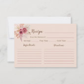 Fall In Love Elegant Boho Bridal Recipe Card (Voorkant)