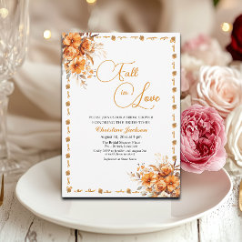 Fall in Love Elegant Fall Floral Bridal Shower Kaart