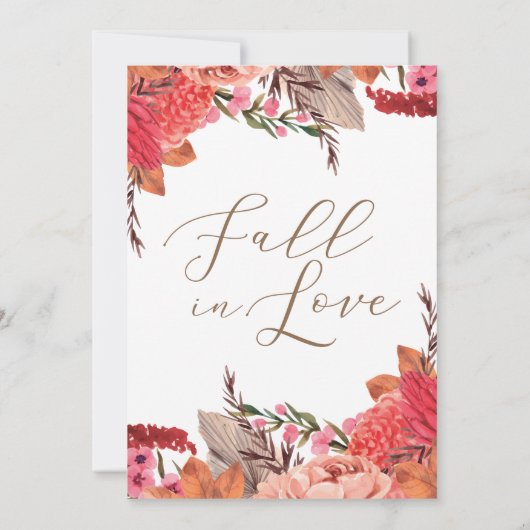 Fall In Love Engagement Invitation Kaart (Achterkant)
