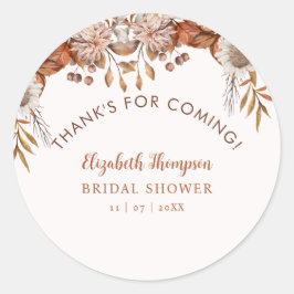 Fall in Love Fall Bridal Shower Ronde Sticker