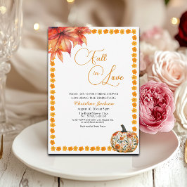 Fall in Love Fall Floral Pumpkin Bridal Shower Kaart