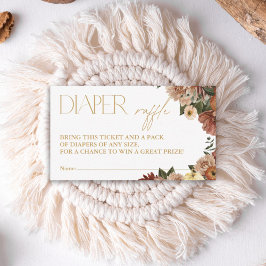 Fall In Love Floral Baby Shower Diaper Raffle Card Notitiekaartje