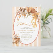 Fall in Love Floral Bow Bridal Shower Invitation Kaart (Staand voorkant)
